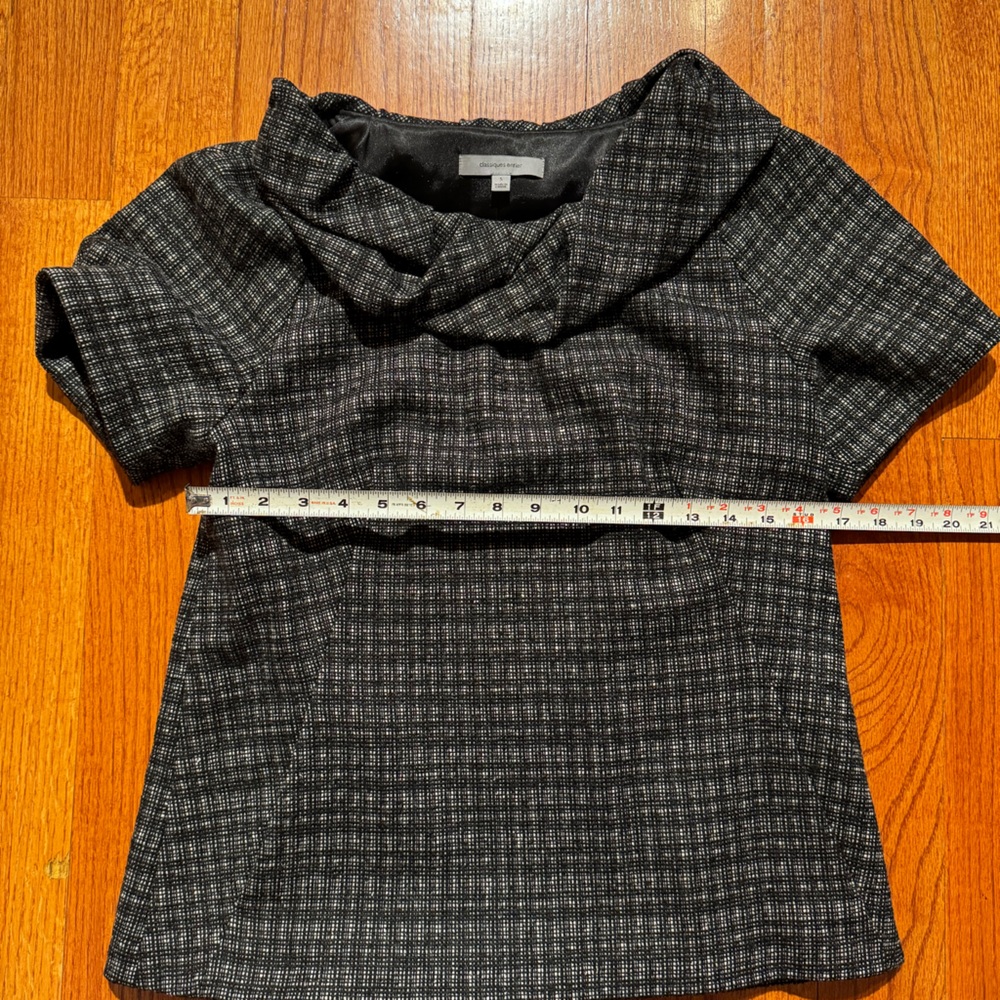 Classiques Entier Women's Black Plaid Wool Blend Peplum Blouse Size Small